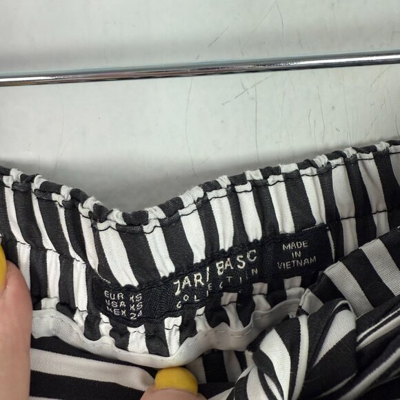 Zara Collection Striped Pull On Cropped Tie Waist Poplin Pants Size XS EUC - Picture 6 of 11